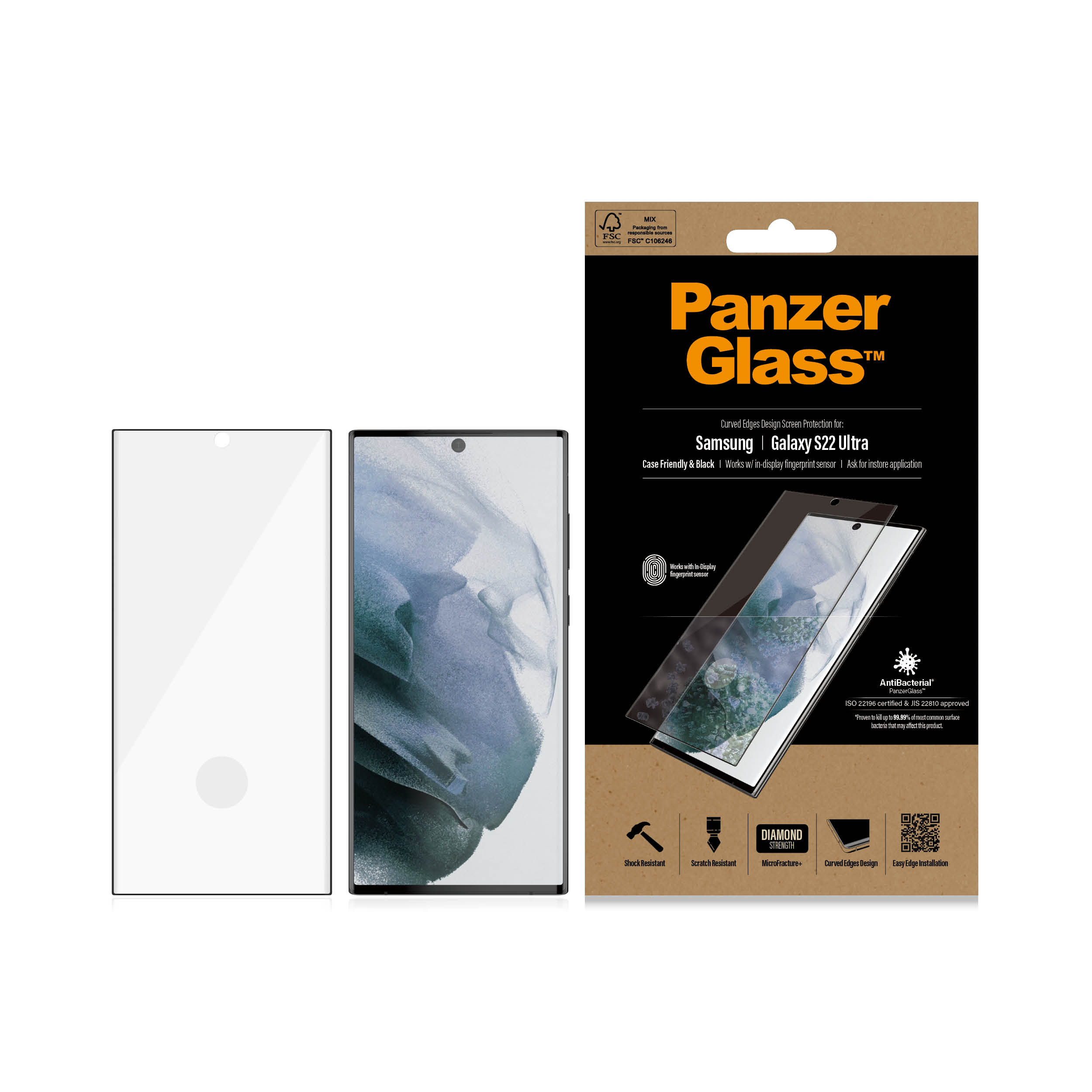 PanzerGlass Samsung Galaxy S22 Ultra Screen Protector Ultra Wide Fit
