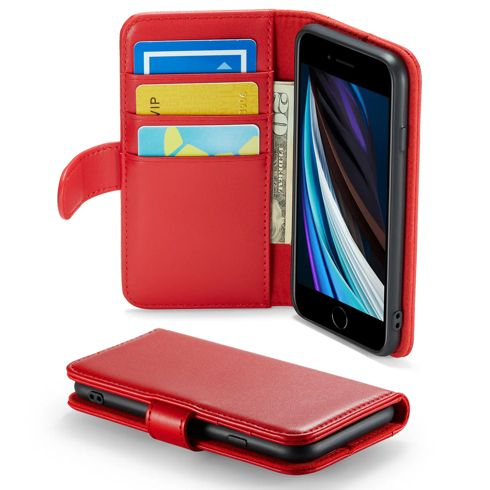 Ægte Læderetui iPhone SE 2022 Rød