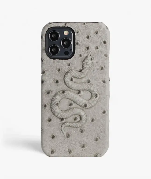 Cover iPhone 12/iPhone 12 Pro Snake Ostrich Grey