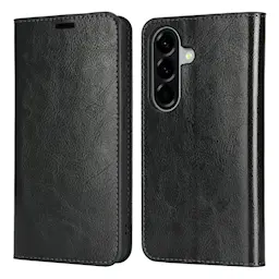 Samsung Galaxy A57 Smidigt mobiletui i ægte læder, Sort