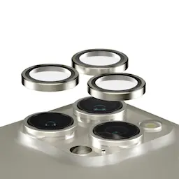 iPhone 15 Pro Hoops linsskydd med aluminiumram, Natural Metal