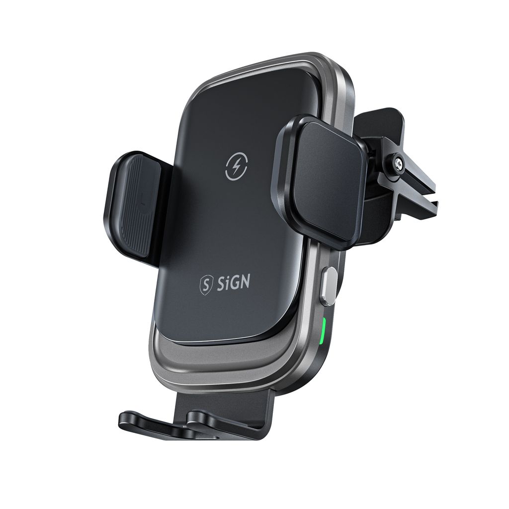 SiGN Trådløs mobilholder til bil 15W, Svart