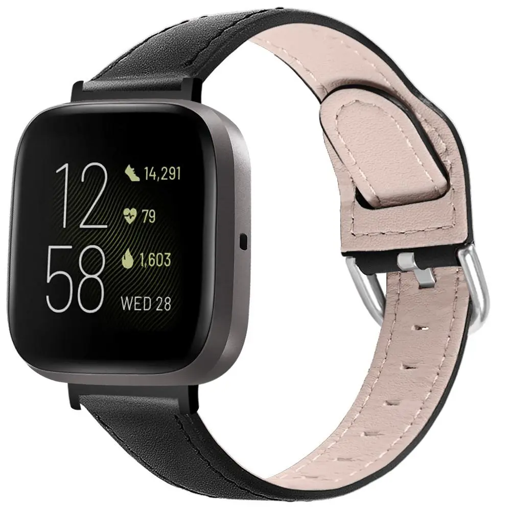 Læderrem Fitbit Versa 3/Sense Sort