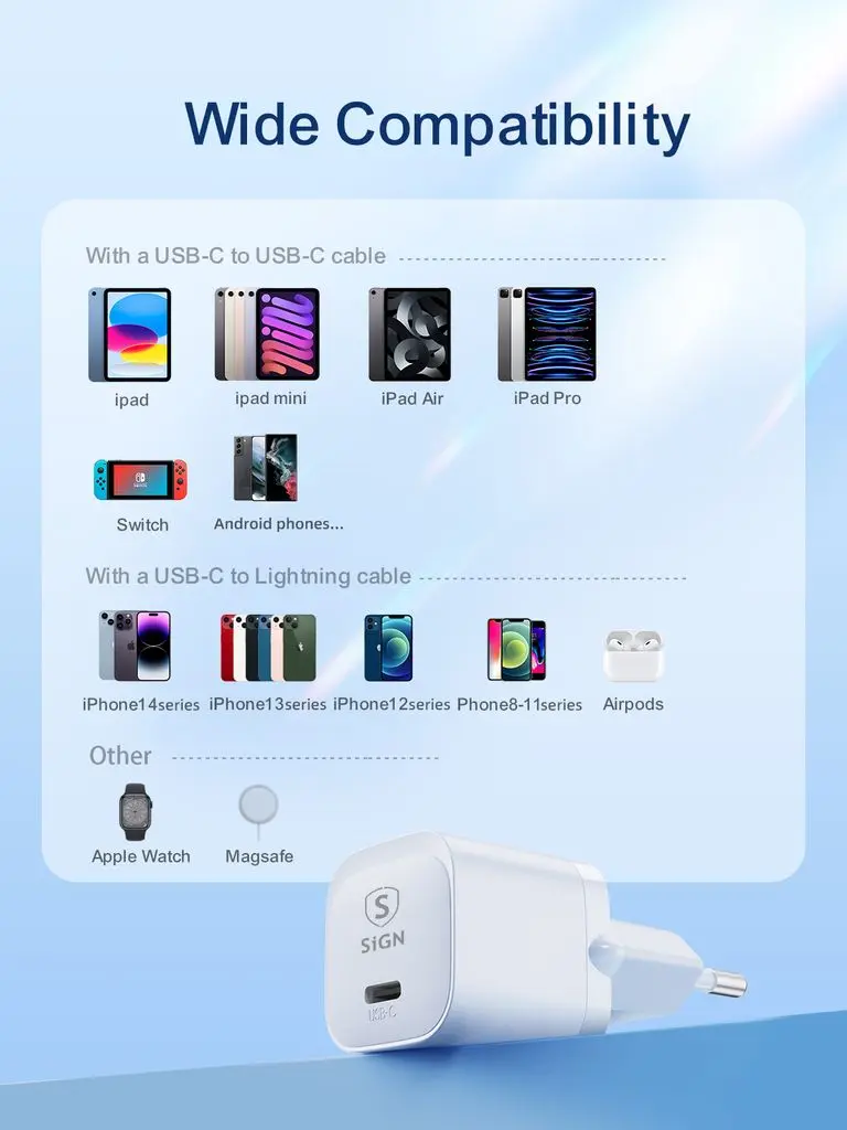 Mini Snabbladdare USB-C PD 20W Vit