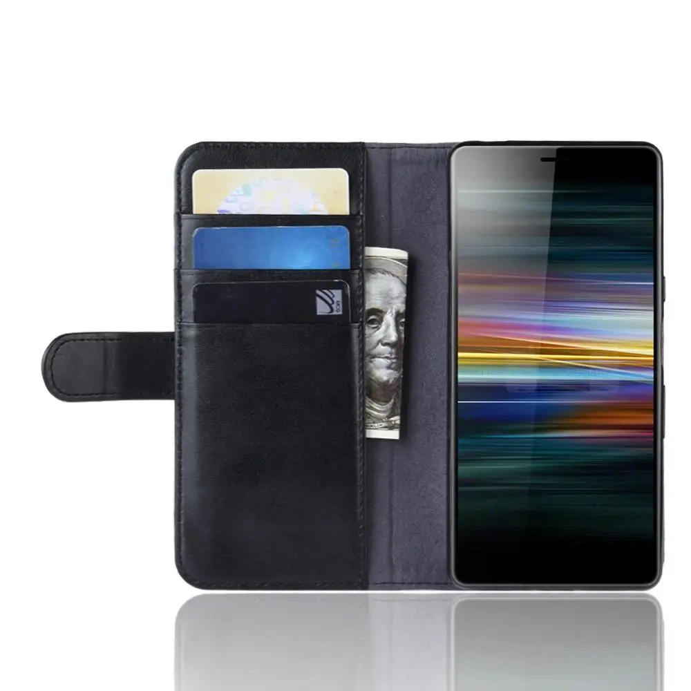 Äkta Läderfodral Sony Xperia L3 Svart