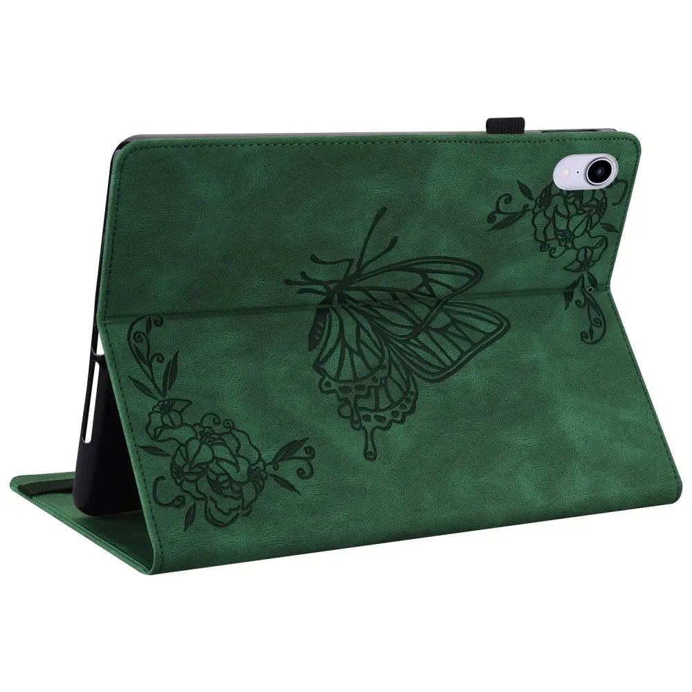 Läderfodral Fjärilar Apple iPad Mini 6th Gen (2021) Grön