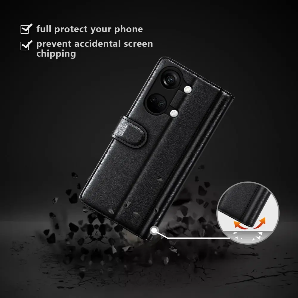 Äkta Läderfodral  OnePlus Nord 3 Svart
