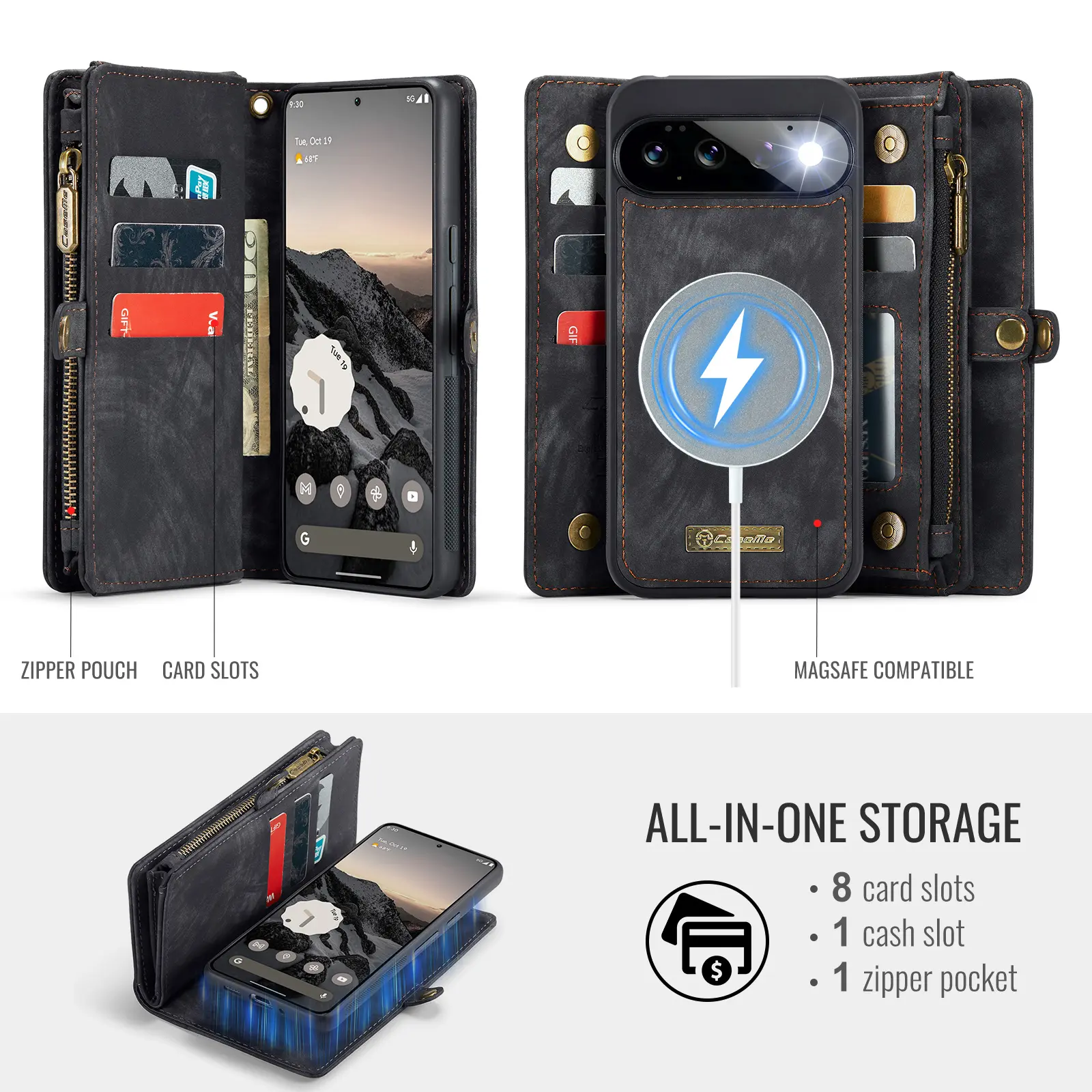 Multi-slot Plånboksfodral Google Pixel 11 Grå