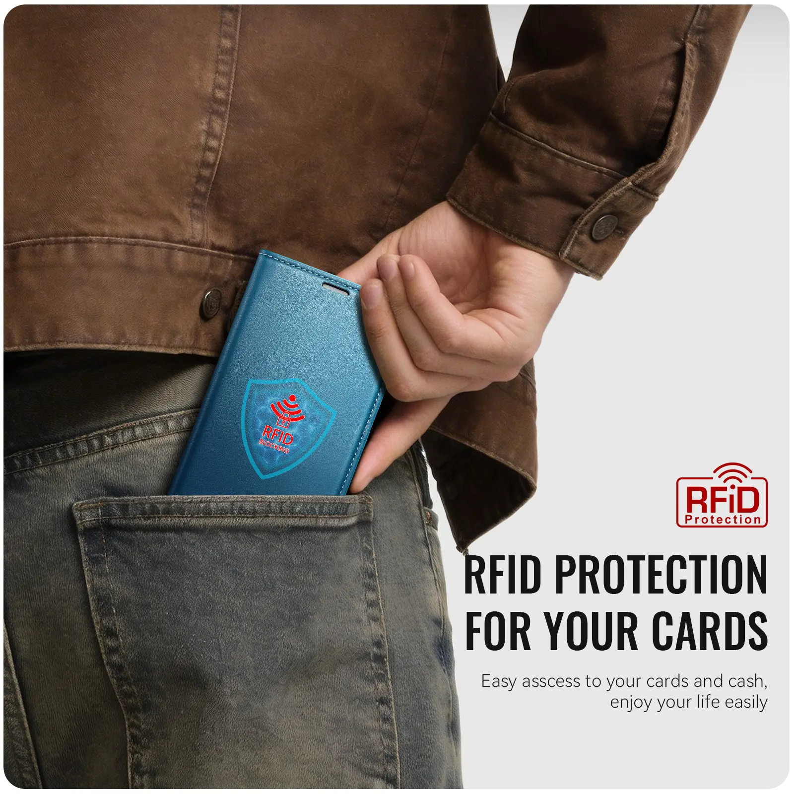 Slim Plånboksfodral RFID-skydd Google Pixel 11 Blå
