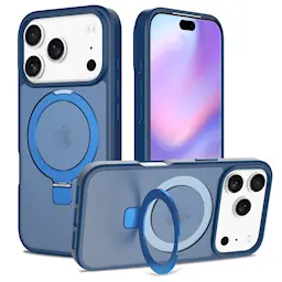 iPhone 17 Pro Max Magneettinen hybridikuori jalustatoiminnolla, Vaaleansininen