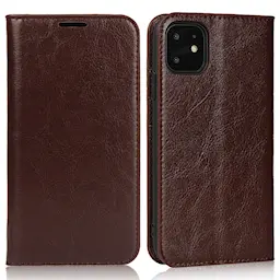 Mobiltaske Ægte Læder iPhone 11 Mørkebrun