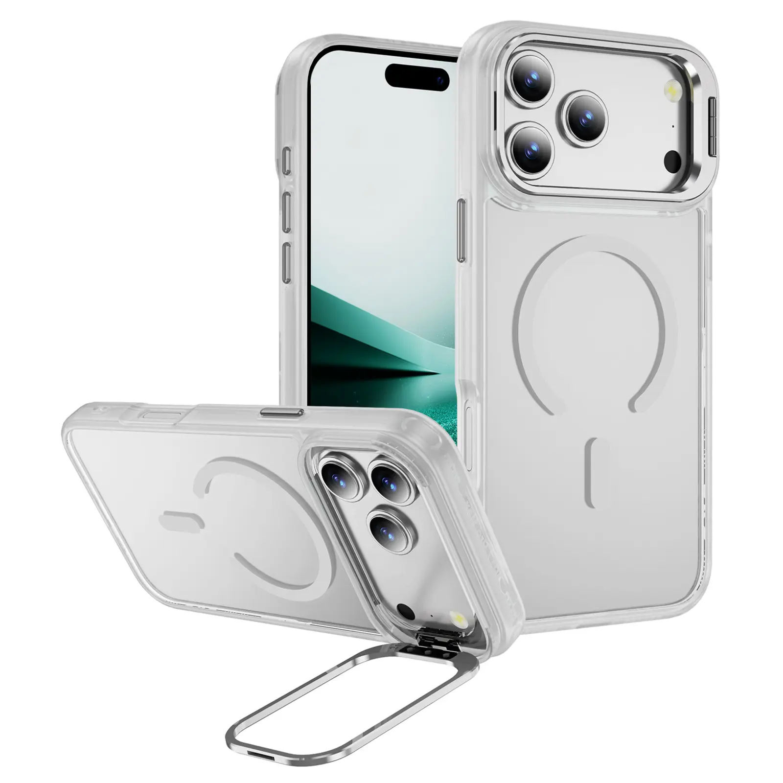 Hybridcover Kickstand MagSafe iPhone 17 Pro Max Gennemsigtig