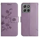 Nahkakotelo Perhonen Motorola Moto G67 Liila