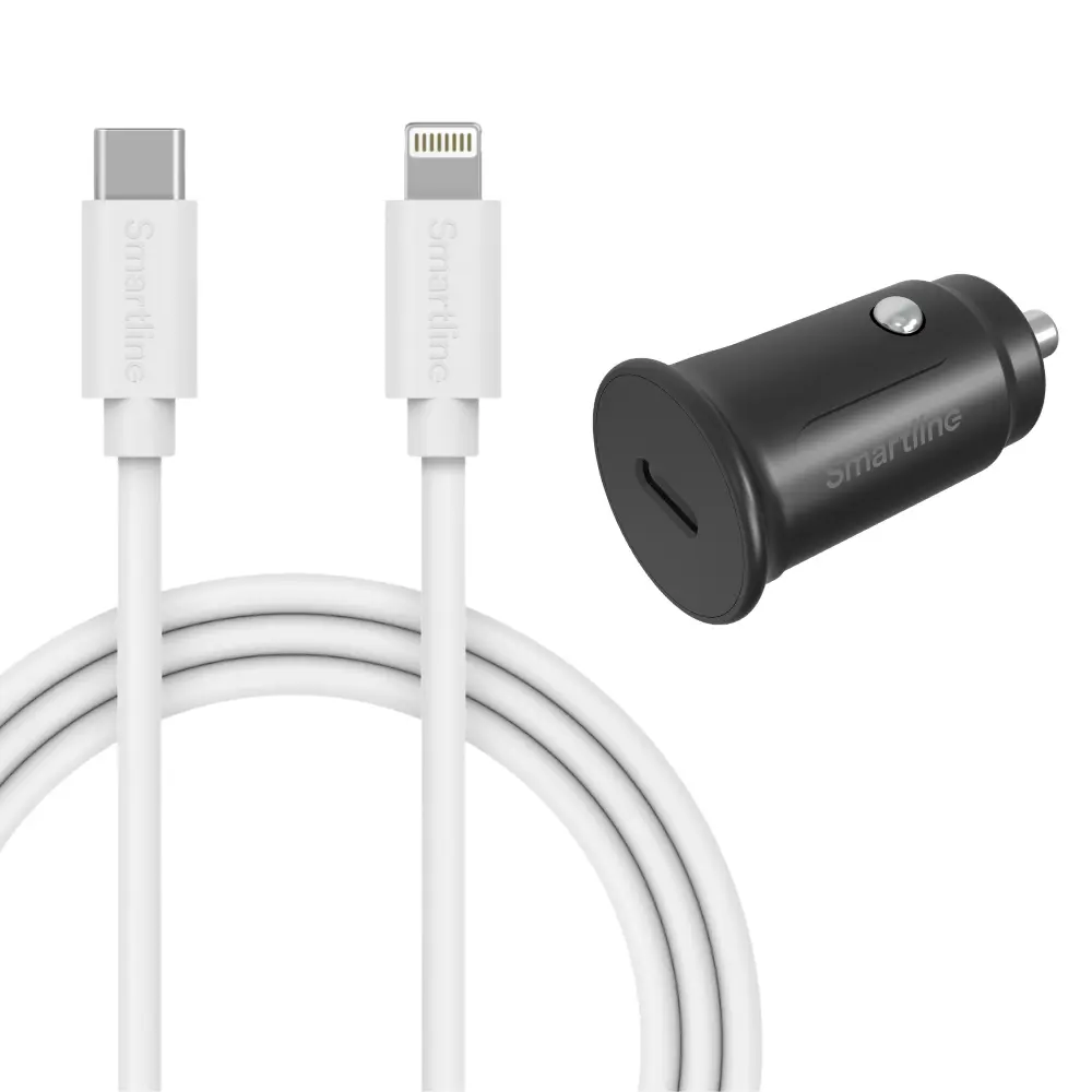 Komplett Billaddare iPhone 13 Mini - 1m sladd & laddare Lightning - Smartline