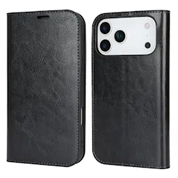 Mobiltaske Ægte Læder iPhone 17 Pro Max Sort
