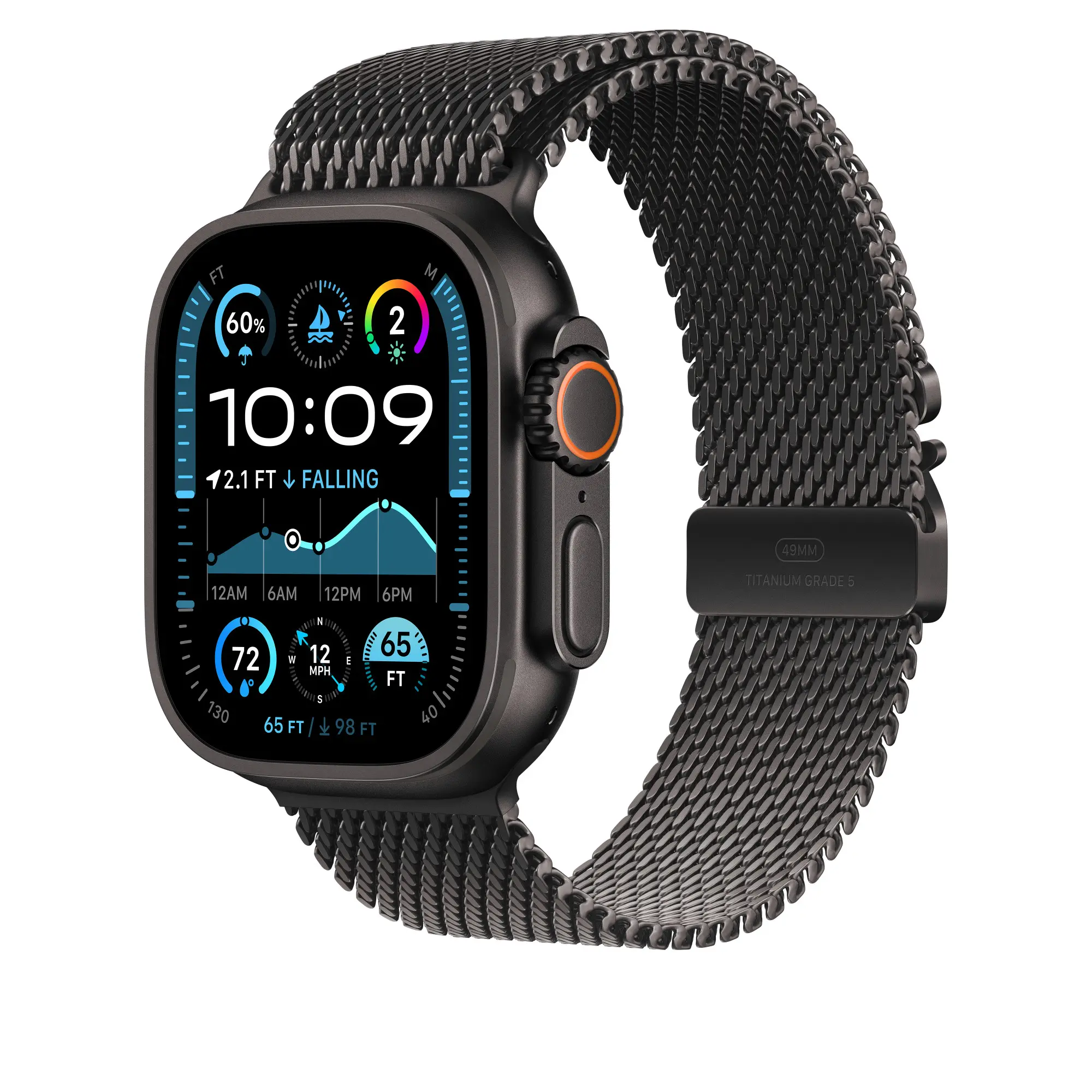Milanese Loop L Apple Watch Ultra 49mm 4th Gen Black Titanium