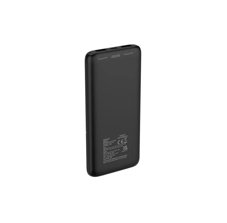 Powerbank USB-C + 2x USB-A 10000 mAh PD 20W Svart