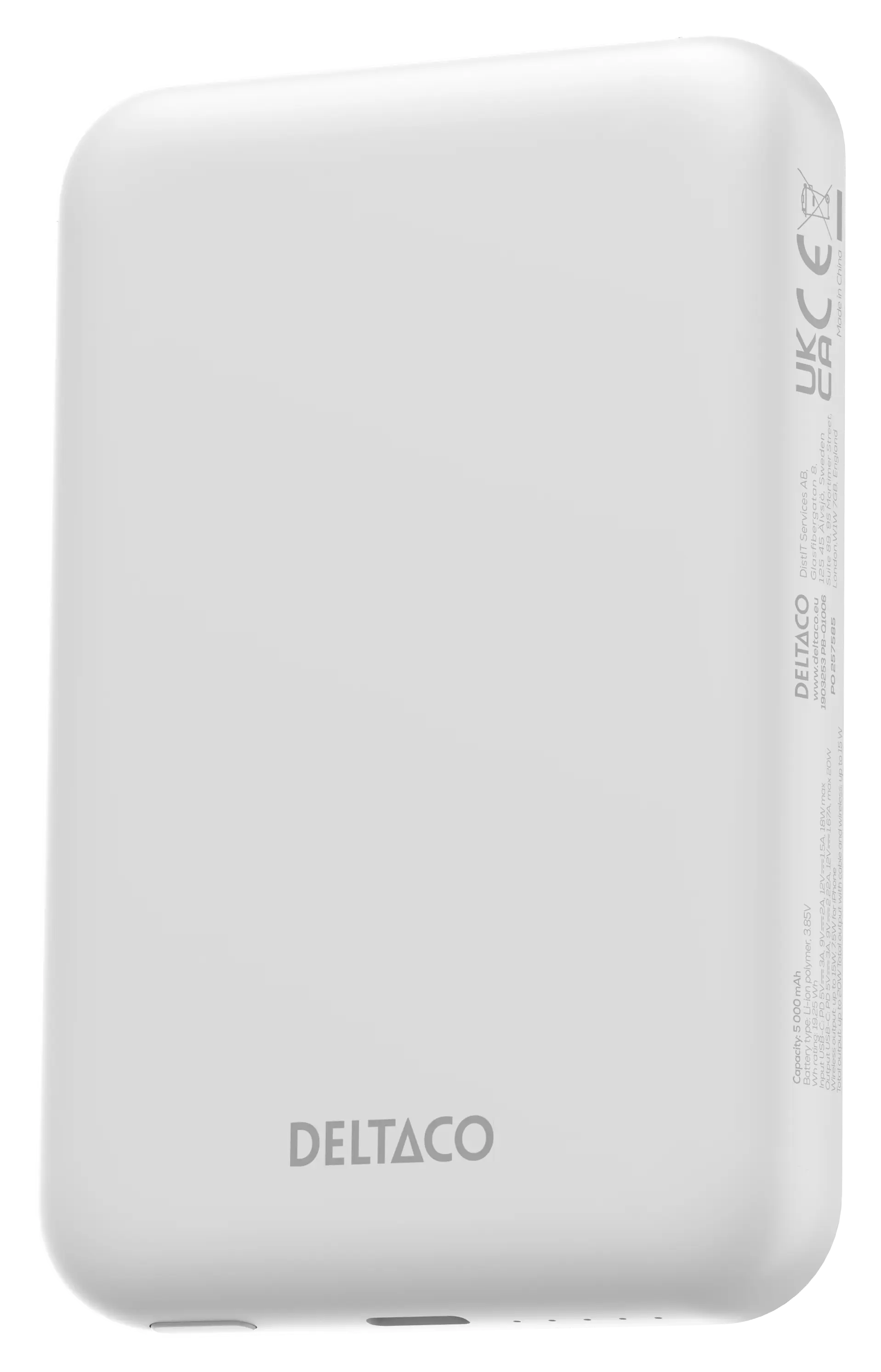 Magnetisk trådlös powerbank PD 20W 5000 mAh Vit