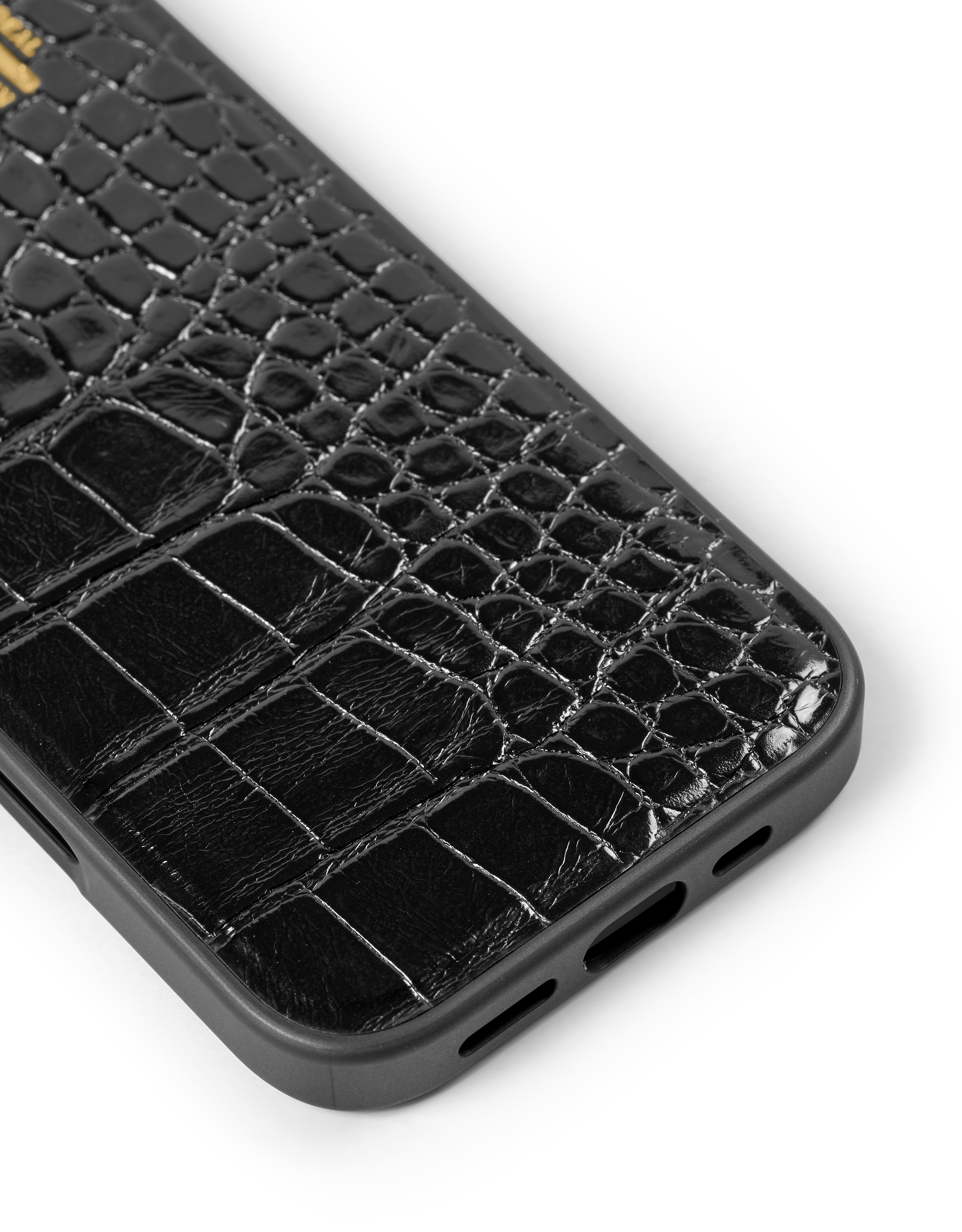 Vegan Leather MagSafe Case iPhone 16 Black Croco
