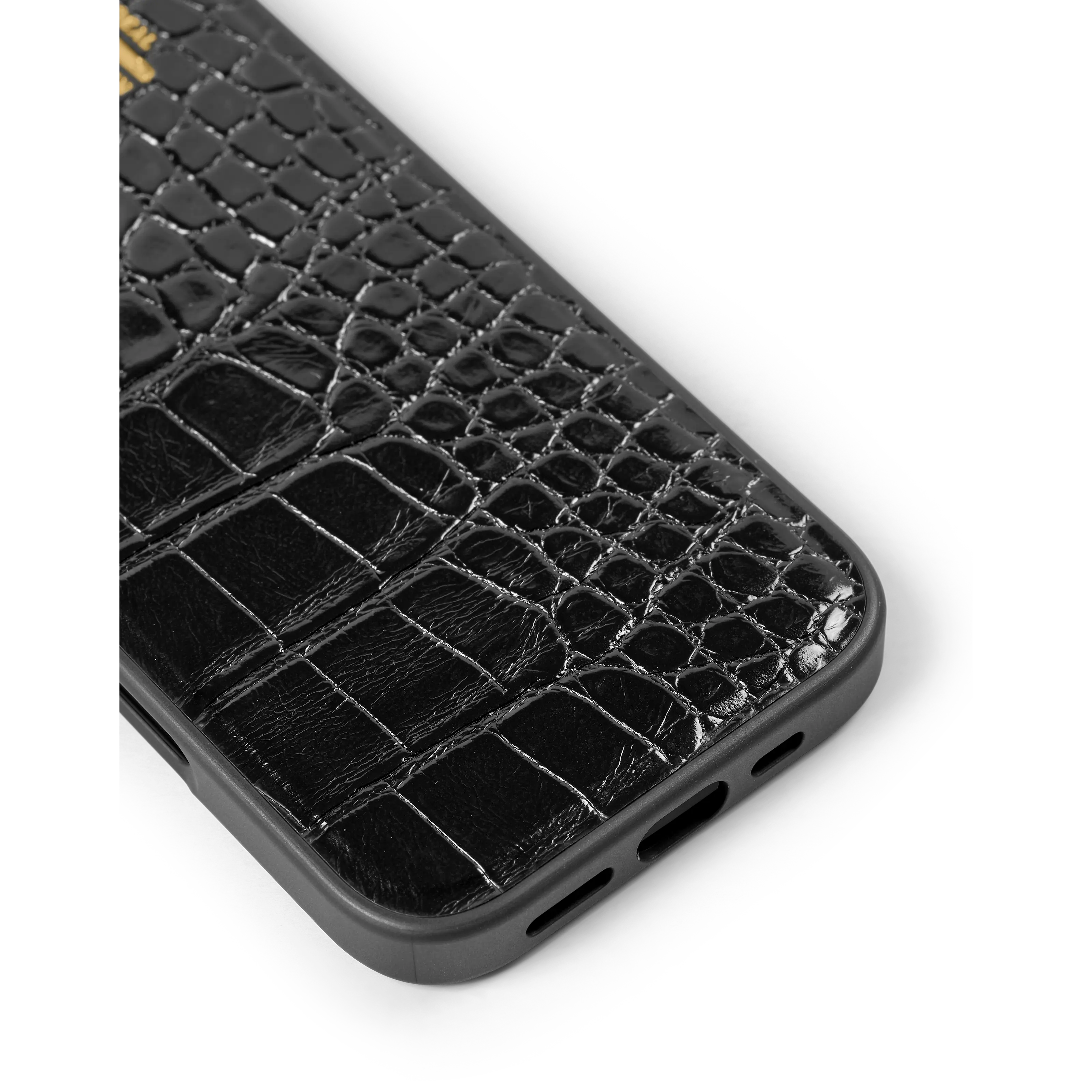 Vegan Leather MagSafe Case iPhone 16 Black Croco