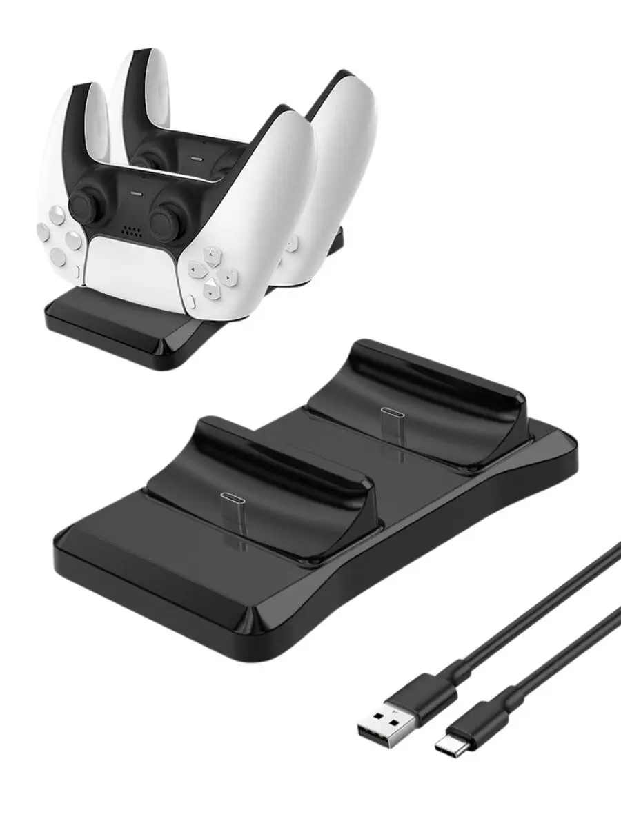 Laddstation för 2st PS5 DualSense-kontroller, Svart