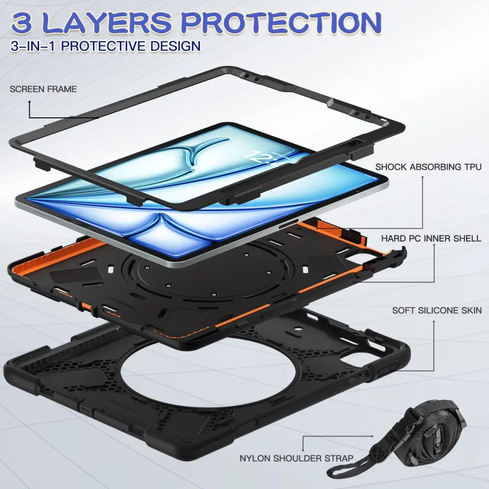 Kickstand Hybridskal med axelrem iPad Pro 12.9 5th Gen (2021) svart