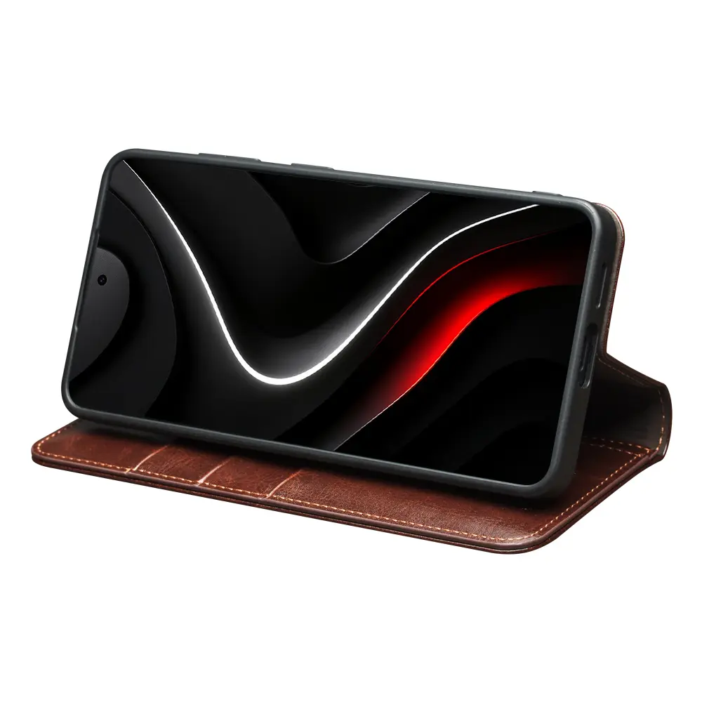 Samsung Galaxy S26 Leather Wallet Case Brun