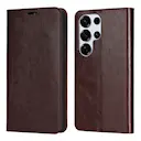 Mobiltaske Ægte Læder Samsung Galaxy S26 Ultra Mørkebrun