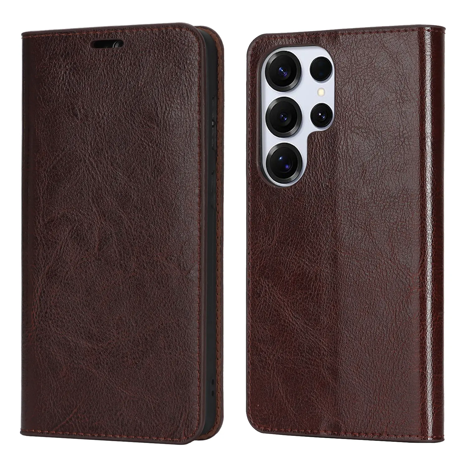 Mobiltaske Ægte Læder Samsung Galaxy S26 Ultra Mørkebrun