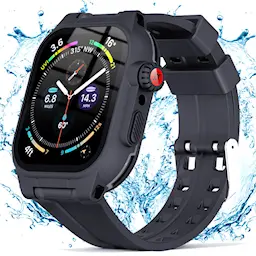 Vandtæt Cover + Silikonearmbånd Apple Watch 45mm Series 9 sort