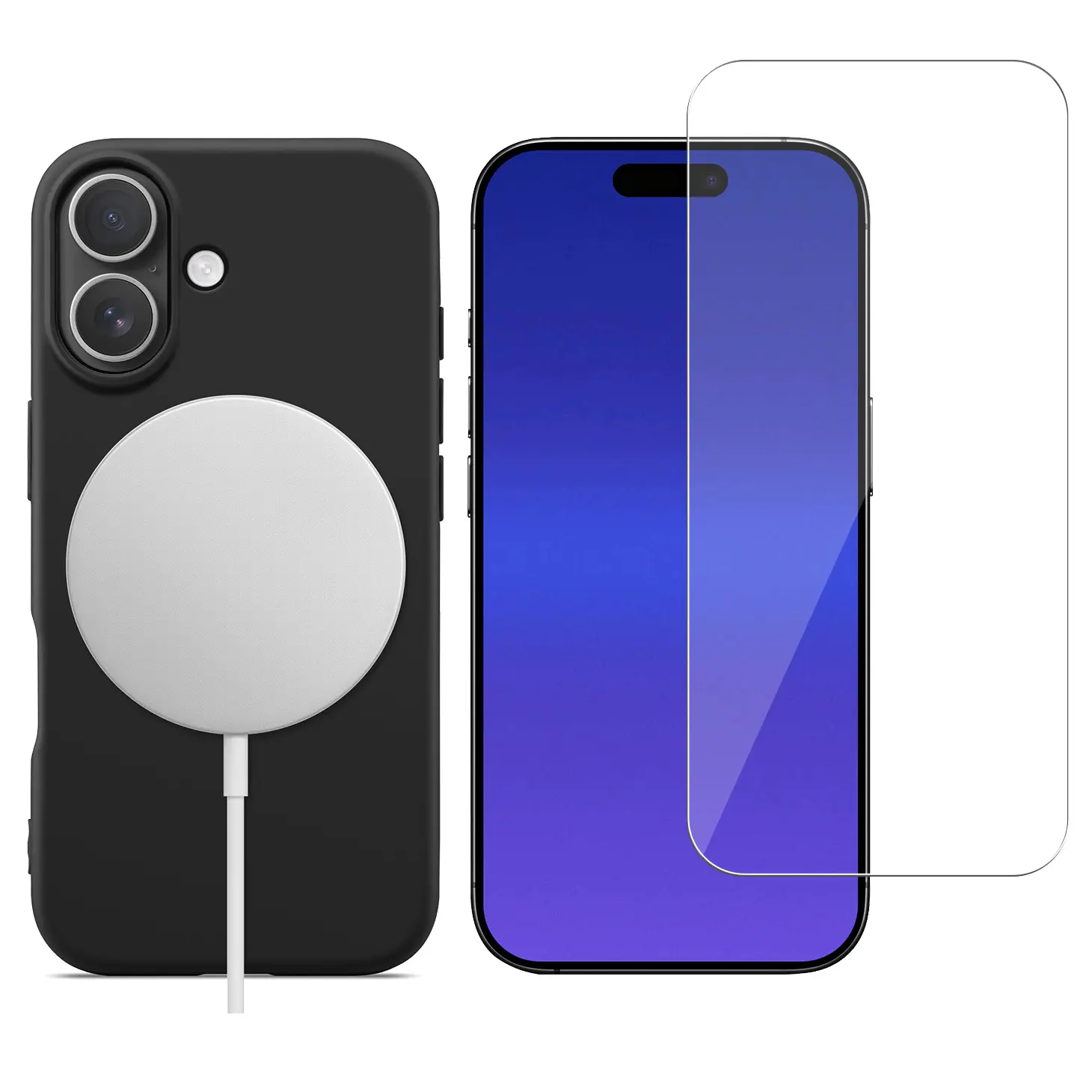 iPhone 17 Setti TPU-suojakuori MagSafe ja Näytönsuoja lasi Musta