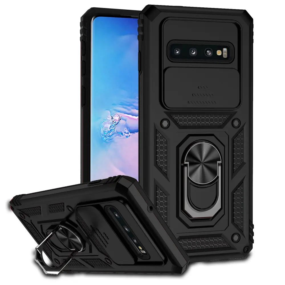 Hybridcover Ring + Kamerabeskyttelse Samsung Galaxy S10 Plus Sort