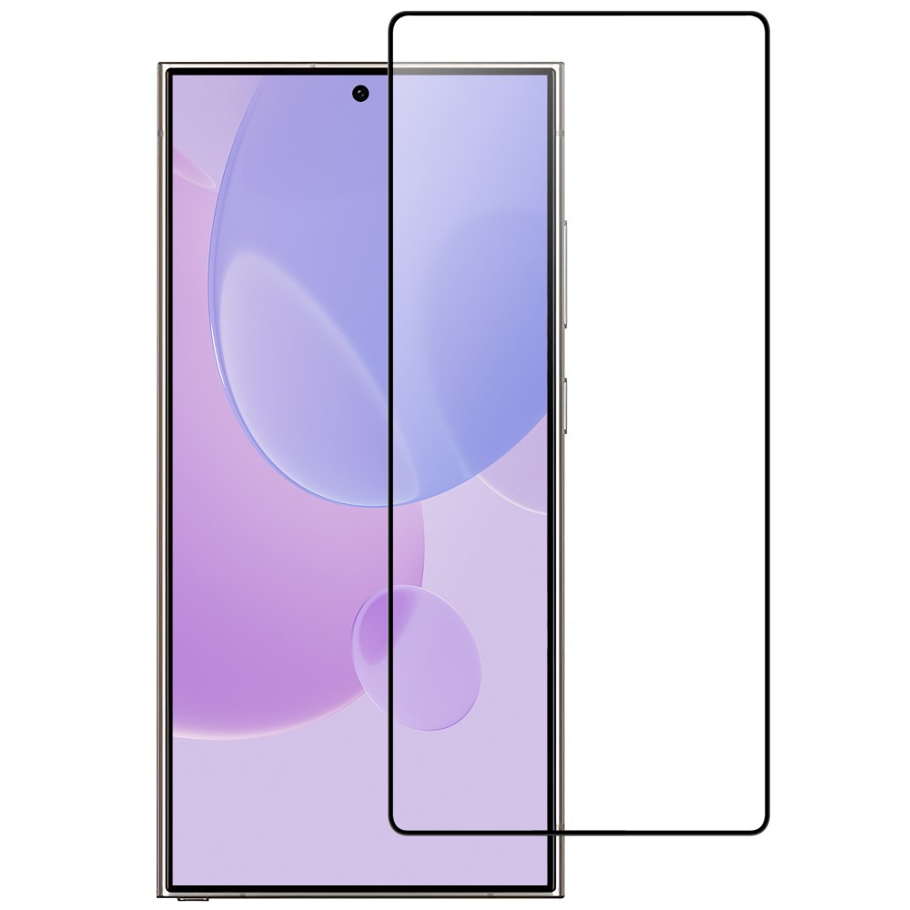 Heldekkende Skjermbeskytter Herdet Glass Samsung Galaxy S25 Ultra svart - Skjermbeskyttelse som dekker hele skjermen