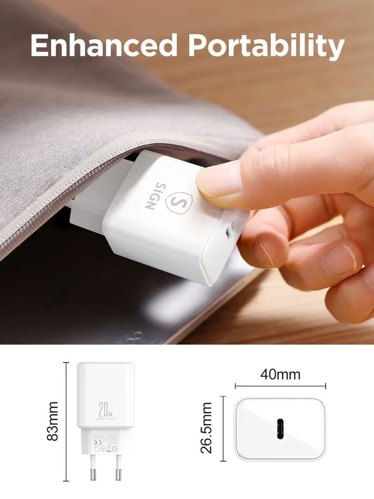 Snabbladdare USB-C PD 20W Vit