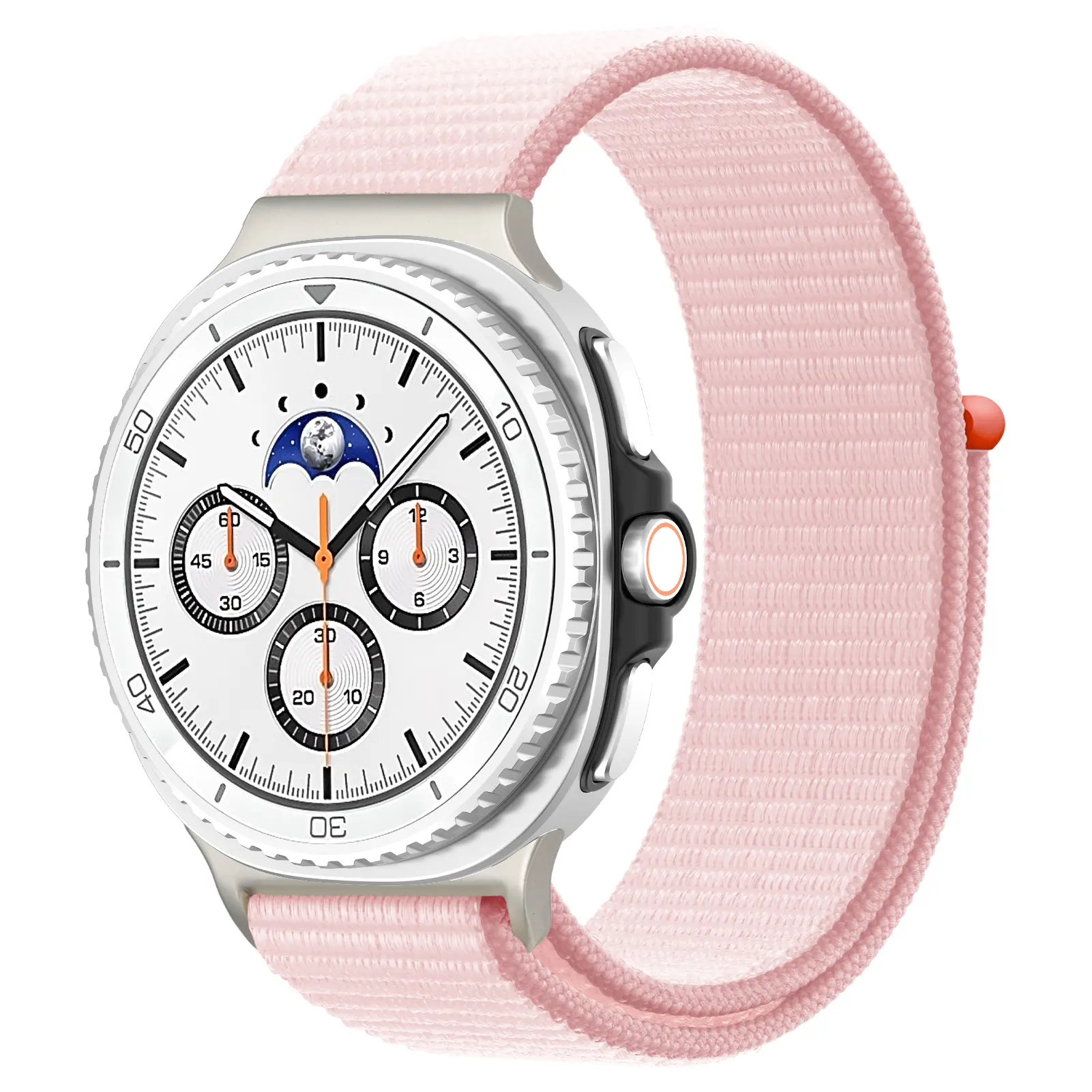 Samsung Galaxy Watch 8 40mm nylonrem med velcrolukning, Lyserød