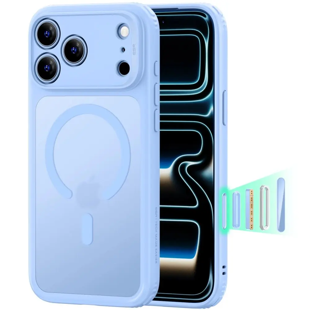 iPhone 17 Pro Classic Hybrid -suojakuori MagSafe-tuella, Frosted Light Blue