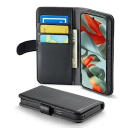 Google Pixel 10 Lommeboketui i ekte skinn, Svart