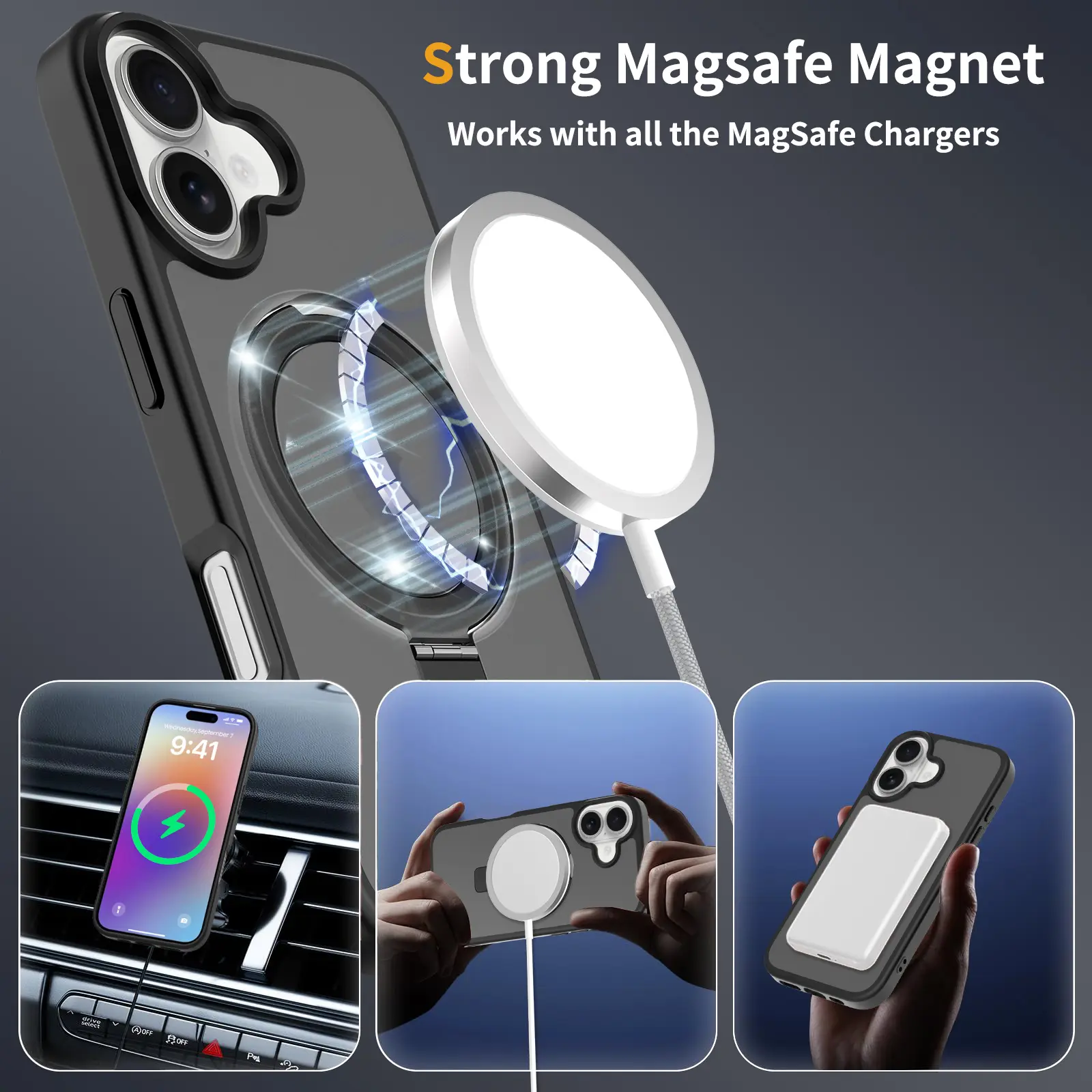 Hybridskal Magnetic Ring iPhone 17 Svart