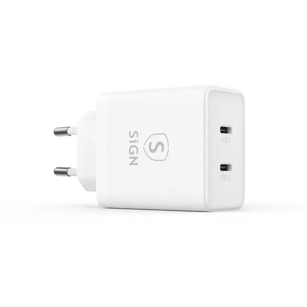Dual USB-C PD Laddare 40W Vit