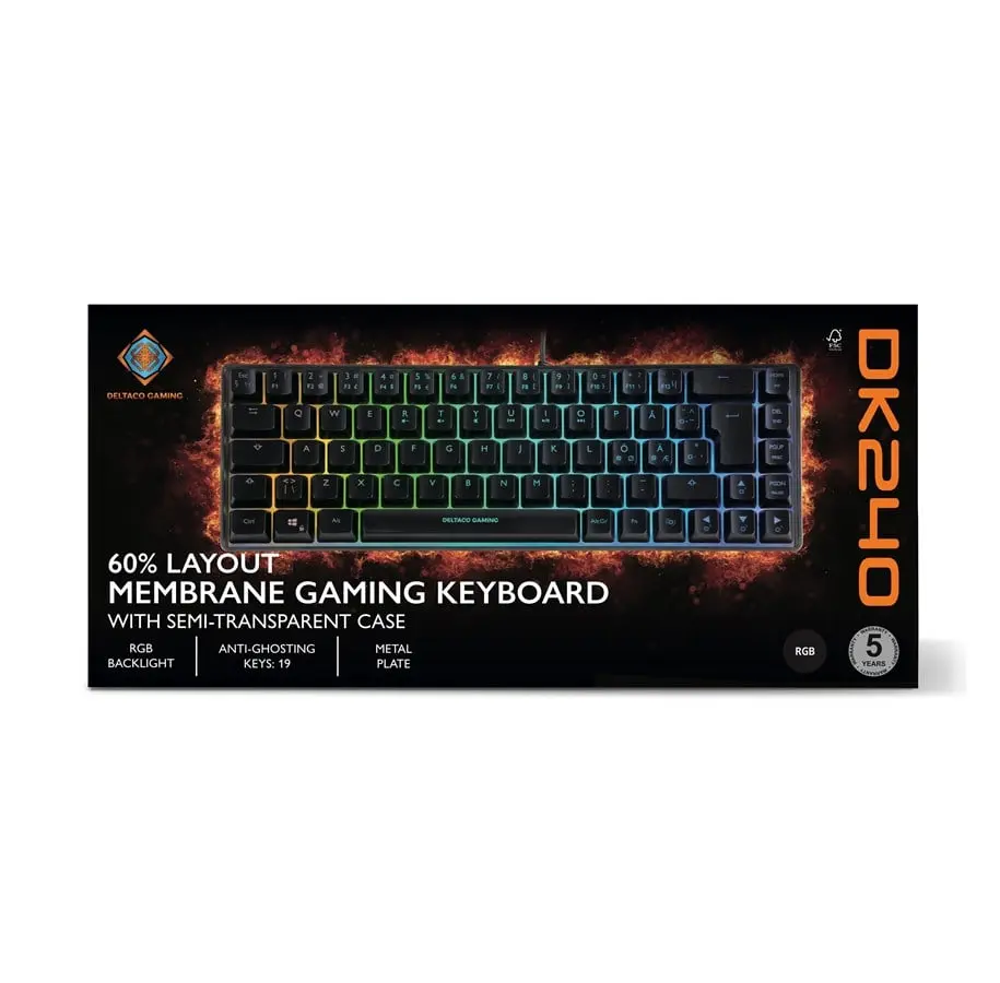 DK470 60% mekaniskt tangentbord RGB Hot-swap KTT, Svart