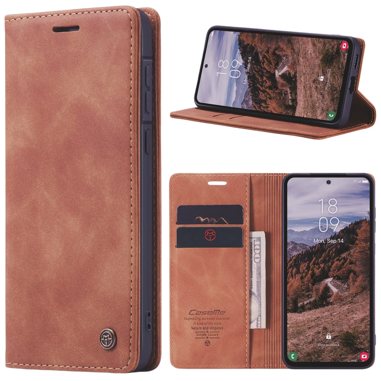 Slim Plånboksfodral Samsung Galaxy A57 Brun