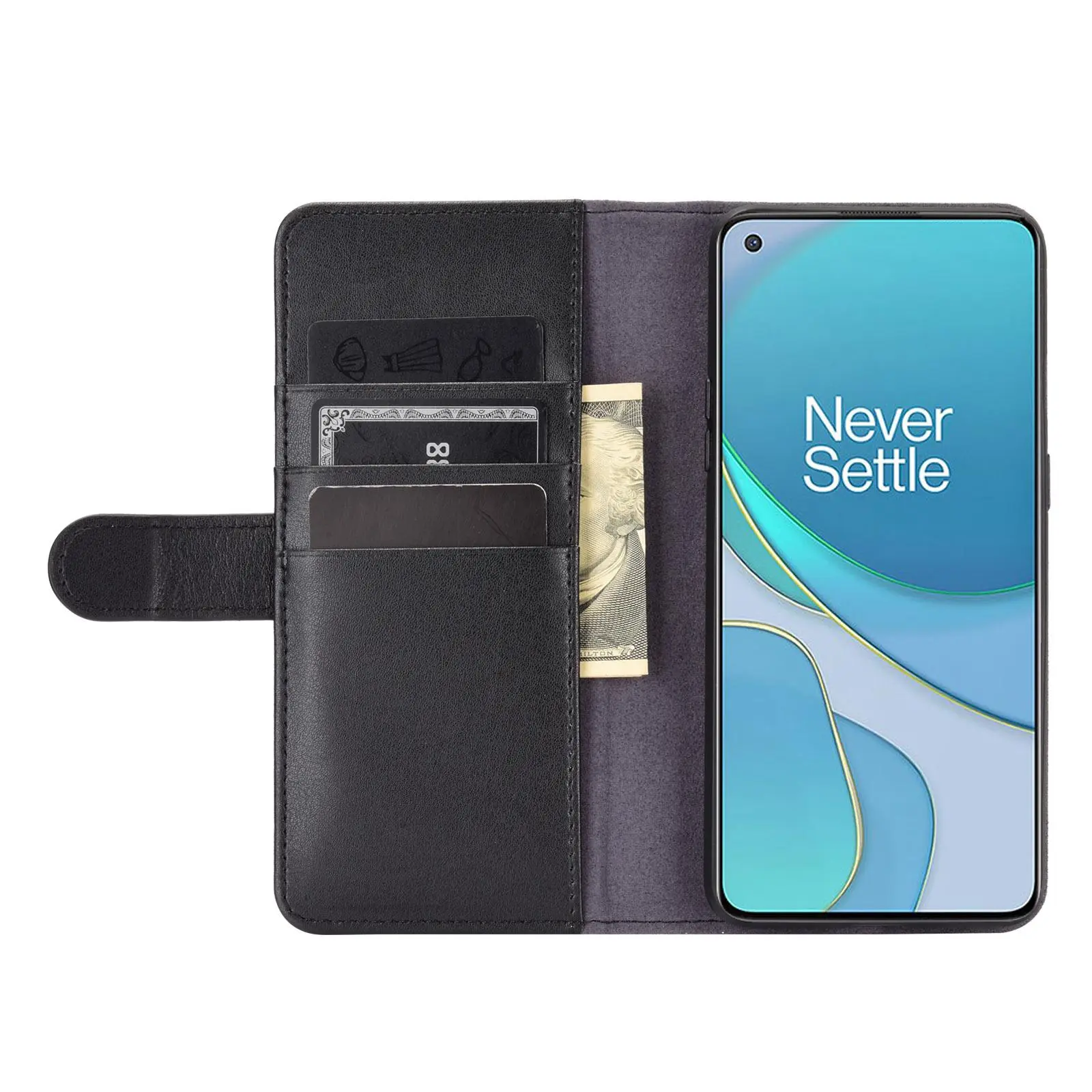 Äkta Läderfodral  OnePlus 8T Svart