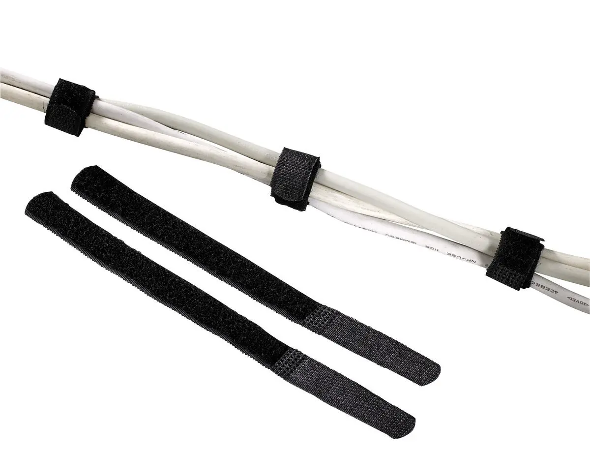 10-pack Kabelbindere med velcro Sort