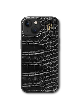 iPhone 14 MagSafe cover i vegansk læder, Black Croco