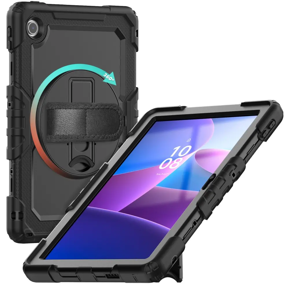 Stöttåligt Full Protection Hybridskal med axelrem  Lenovo Tab svart