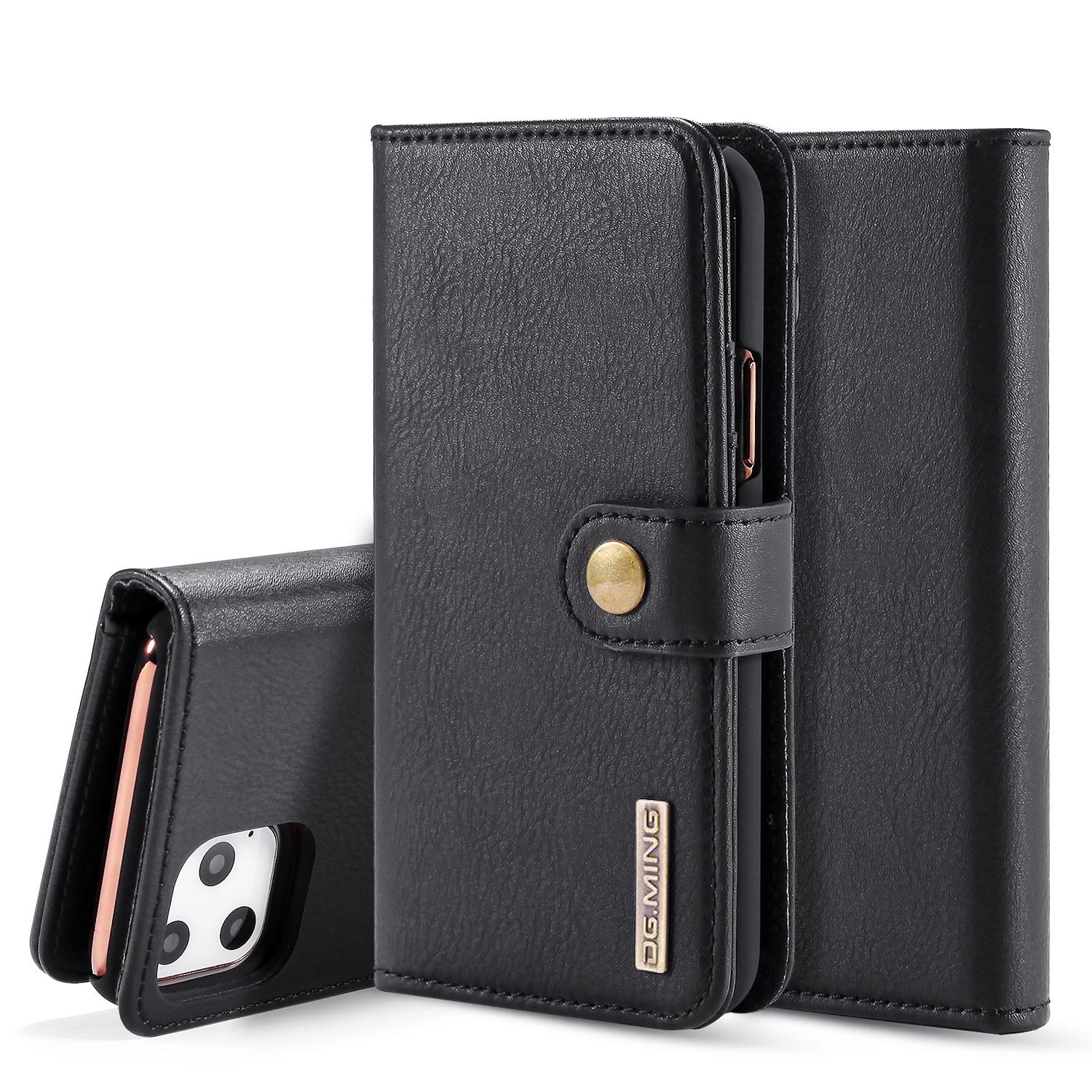 DG.MING Magnet Wallet iPhone 11 Pro Max Black - Stilrent lær-etui med avtagbart magnetisk deksel