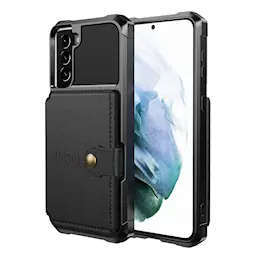 Samsung Galaxy S22 Plus Iskunkestävä suojakuori lompakolla, Musta