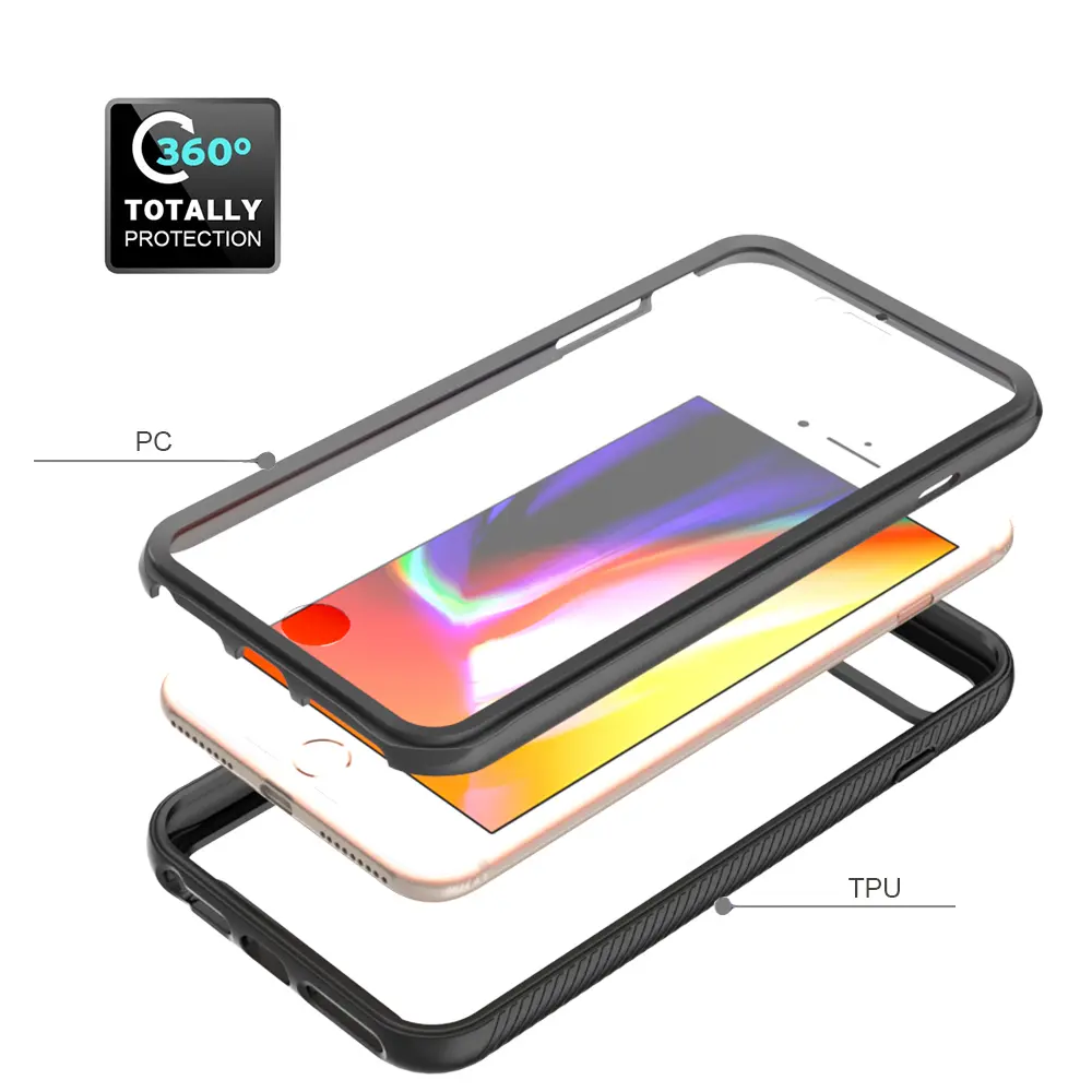 Full Protection Case iPhone 6 Plus/6S Plus/iPhone 7 Plus/iPhone 8 Plus Svart