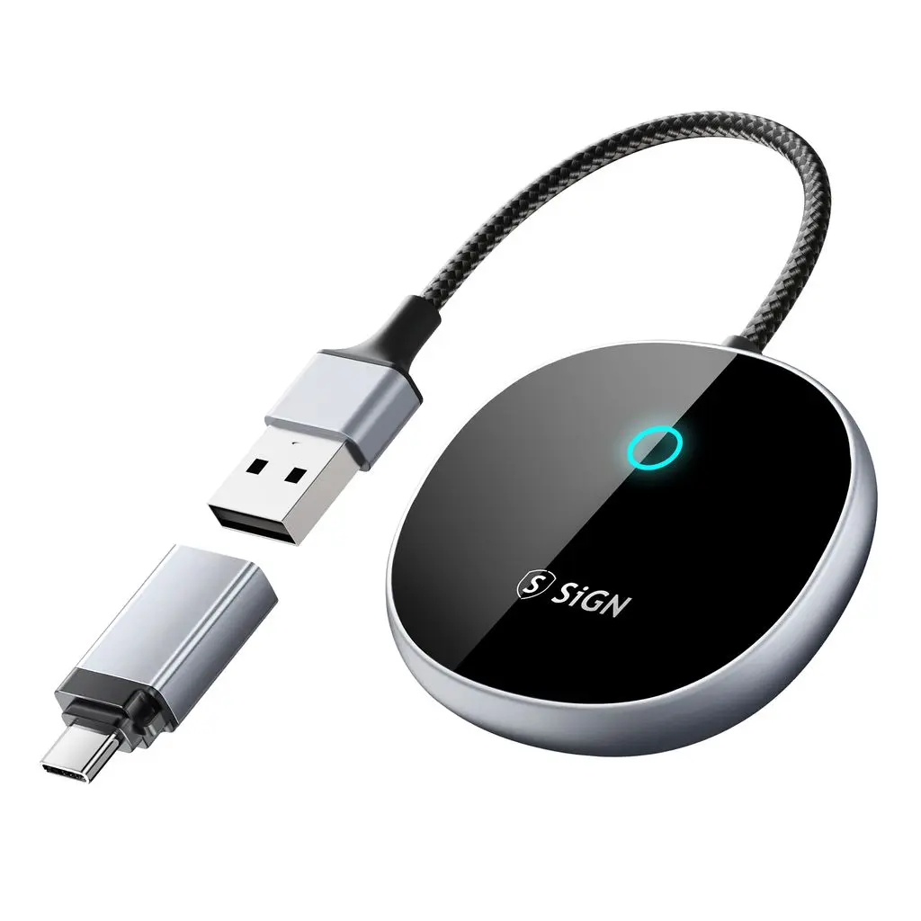 Trådløs CarPlay-adapter til biler med kablet CarPlay Sort