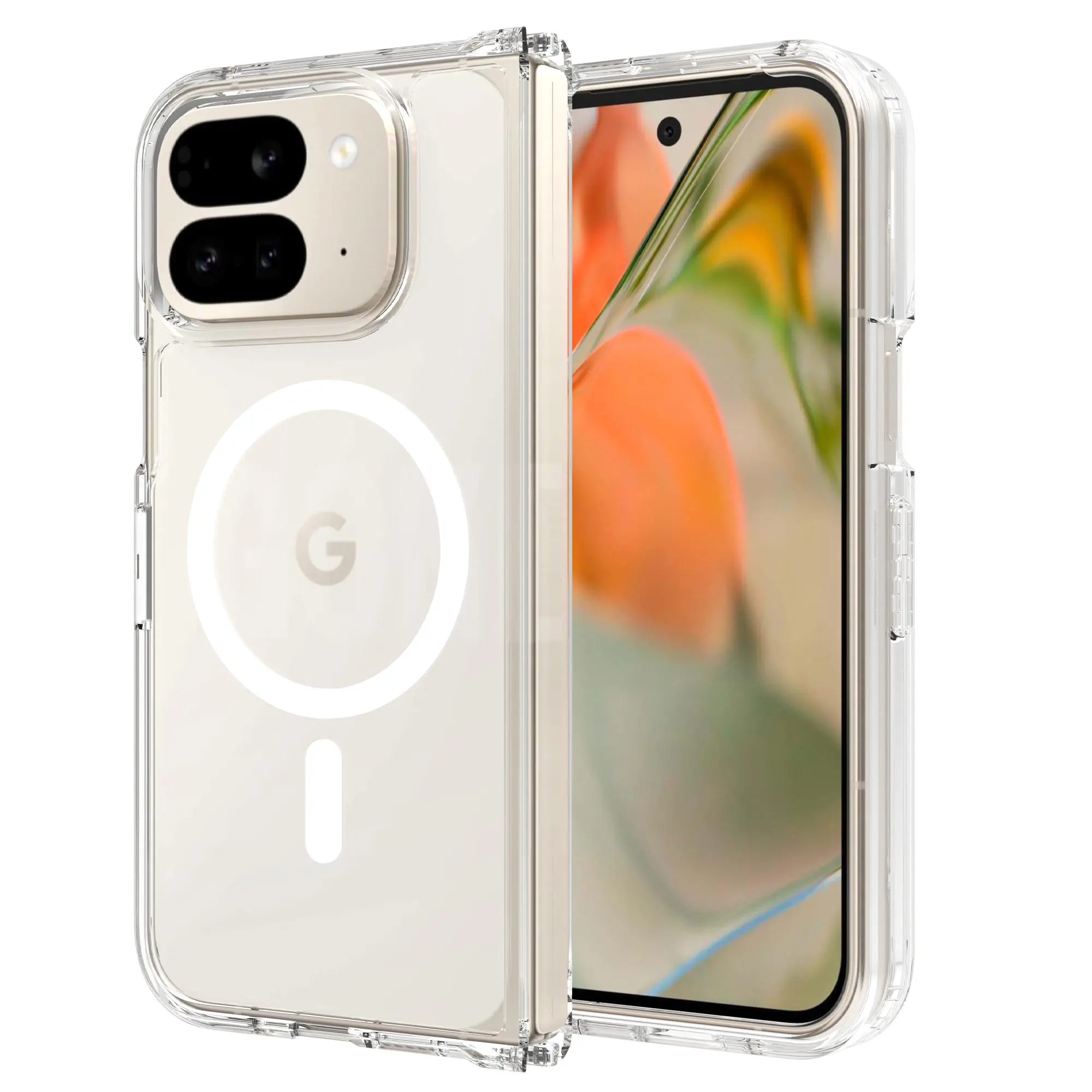 Hybridskal MagSafe Google Pixel 9 Pro Fold Genomskinlig